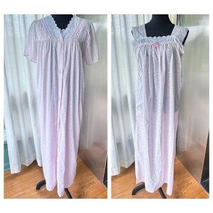 Vintage 1980s lingerie set, pink pastel, negligee & peignoir, long